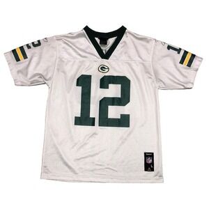 Green Bay Packers Aaron Rodgers 12 Jersey Youth L 14-16 Reebok White NFL Apparel
